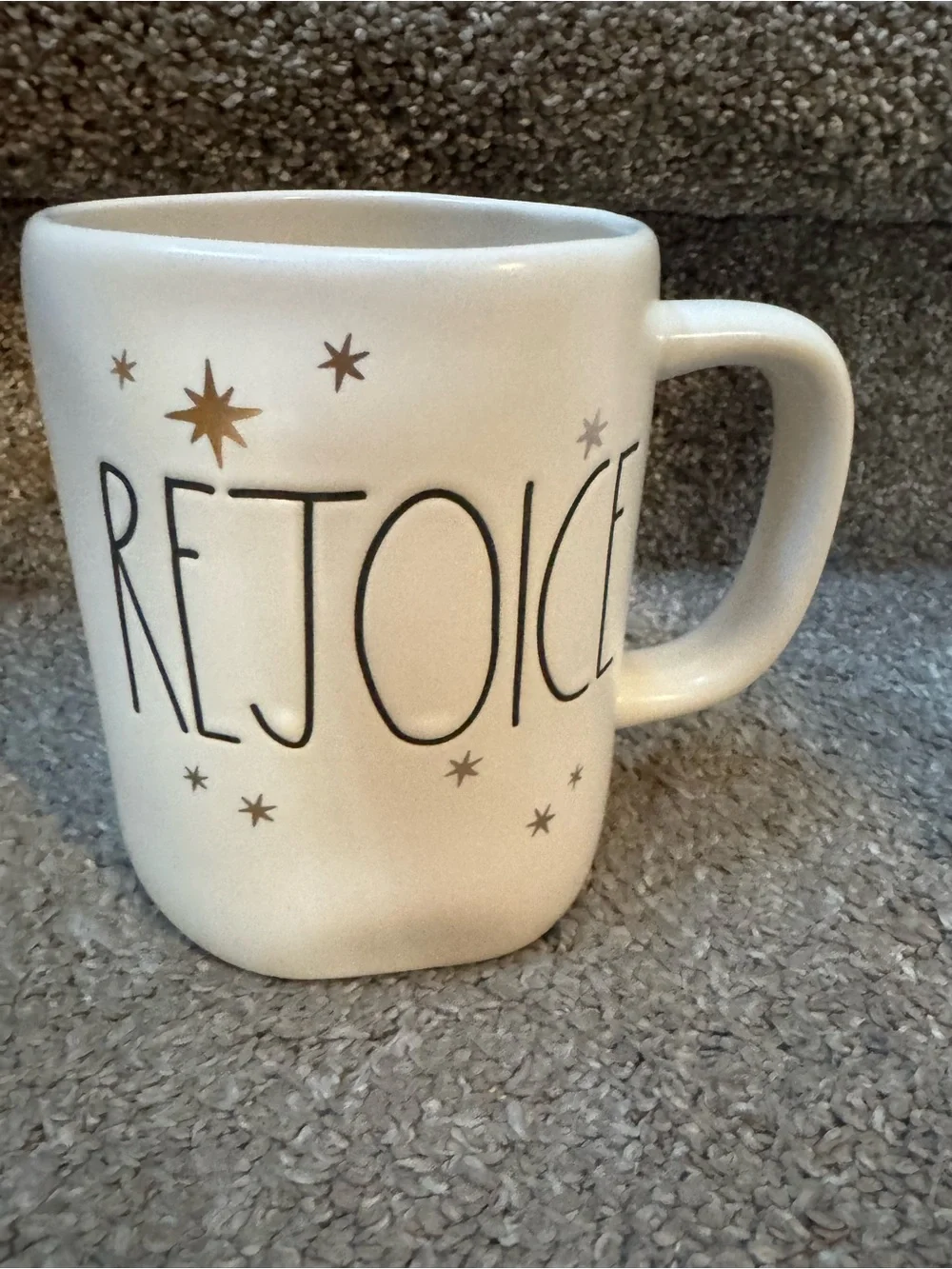 Rae Dunn Cream Ceramic Mug with Black Lettering